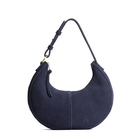 Alaska Blue*Large | Crescent shaped shoulder bag with zipper closure and adjustable strap