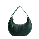 Forest Green Classic | Crescent shaped shoulder bag with zipper closure and adjustable strap