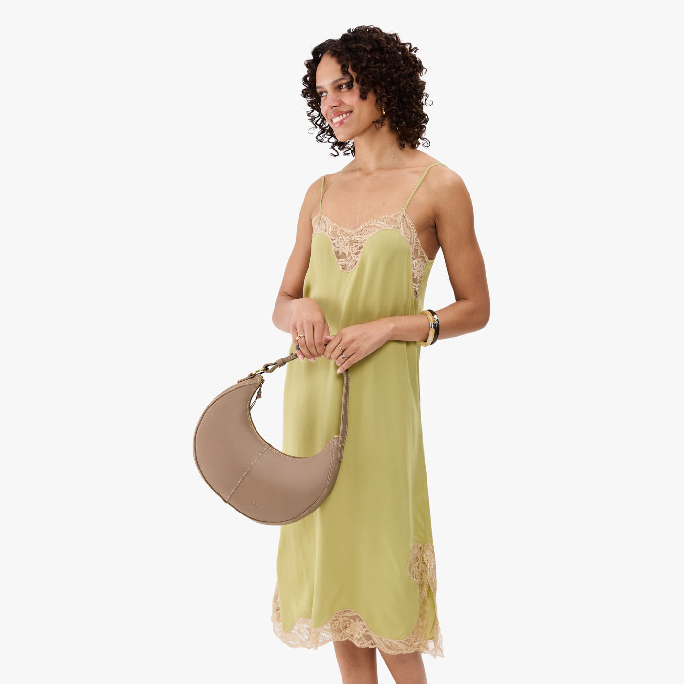Stone*Classic | Crescent shaped shoulder bag with zipper closure and adjustable strap
