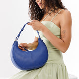 Molino Blue Classic | Crescent shaped shoulder bag with zipper closure and adjustable strap