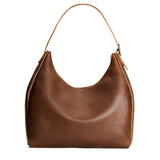 Asheville Oversized | U-shaped, flat-bottomed leather shoulder bag with adjustable strap