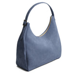 Denim Oversized | U-shaped, flat-bottomed leather shoulder bag with adjustable strap