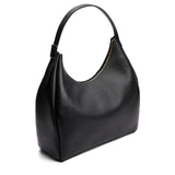 Pebbled--black Oversized | U-shaped, flat-bottomed leather shoulder bag with adjustable strap