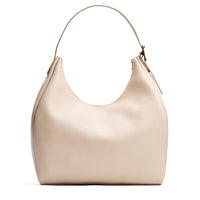 Pebbled Bone*Oversized | U-shaped, flat-bottomed leather shoulder bag with adjustable strap
