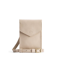 Pebbled Bone | Slim, phone-shaped crossbody purse with magnetic closure