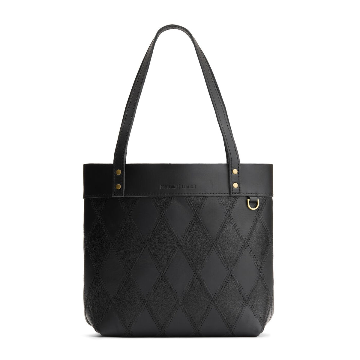 Graphite*Medium*Classic | Leather tote bag with riveted straps and exterior key loop