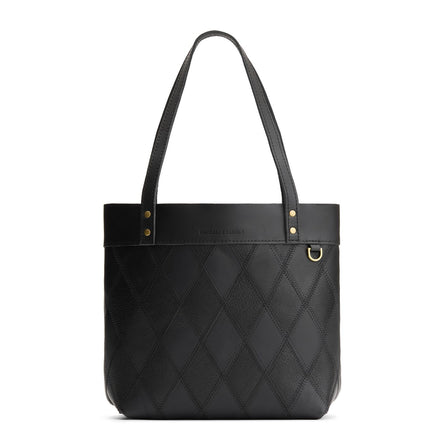 Graphite*Medium*Classic | Leather tote bag with riveted straps and exterior key loop