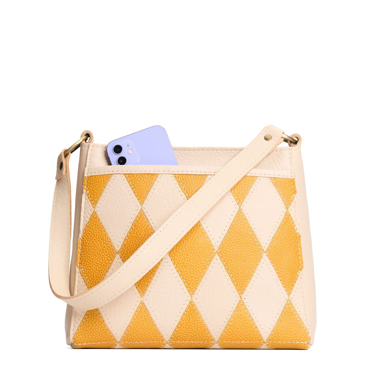 Sun Glaze*Small | Triangular shoulder bag with antiqued brass finished hardware