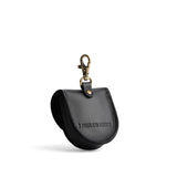 Black | U shaped pouch with leather flower applique