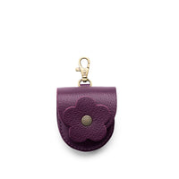 Plum | U shaped pouch with layered leather flower cutout