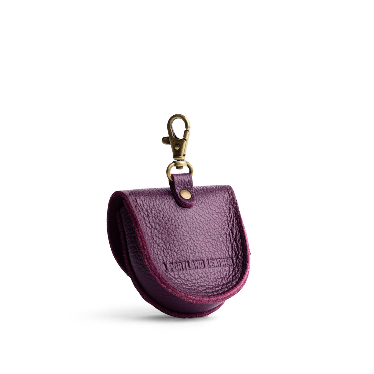 Plum | U shaped pouch with layered leather flower cutout