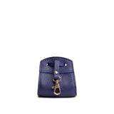 Cobalt | Small leather pouch with leather drawstring closure and lobster claw clasp