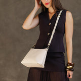 Bone Large | Zip top crossbody bag with detachable strap
