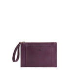 Plum Small | Wristlet pouch with front pocket and zipper closure