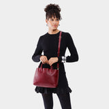 Orchid Large | Mid-size tote purse with  structured leather handles and crossbody strap