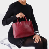 Orchid Large | Mid-size tote purse with  structured leather handles and crossbody strap