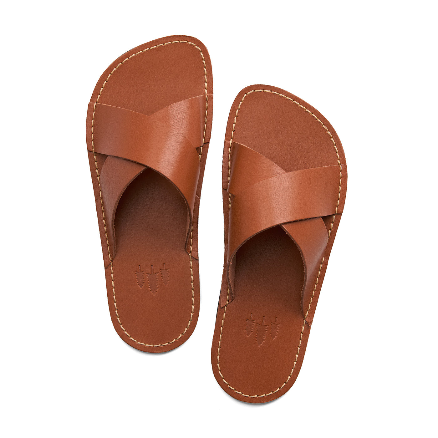 Miele | Flat leather sandals with debossed PLG three tree logo in sole