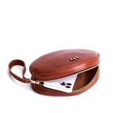 Chestnut Large | Oval shaped pouch with zipper and wristlet strap