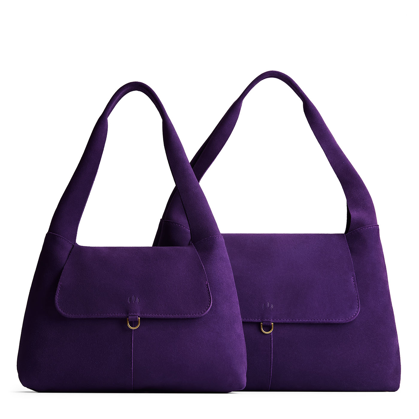 Imperial | Comparison image of a slouchy triangle shaped shoulder bag with a flap