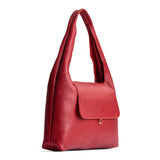 Chili Red Large | Slouchy triangle shaped shoulder bag with a flap