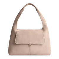 Taupe*Large | Slouchy triangle shaped shoulder bag with a flap