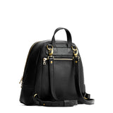 Pebbled--black | Leather backpack with debossed Portland Leather logo on front, with zipper closure and straps with lobster clasps