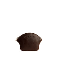 Coldbrew*Small | Seashell shaped leather makeup bag with curved top zipper and flat bottom