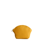 Sunshine Small | Seashell shaped leather makeup bag with curved top zipper and flat bottom