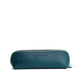 Westward Blue | Leather pouch with curved seams and top zipper