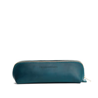 Westward Blue | Leather pouch with curved seams and top zipper