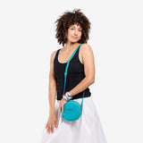 Aquamarine Small | Circle shaped crossbody bag with top zipper