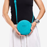 Aquamarine Small | Circle shaped crossbody bag with top zipper