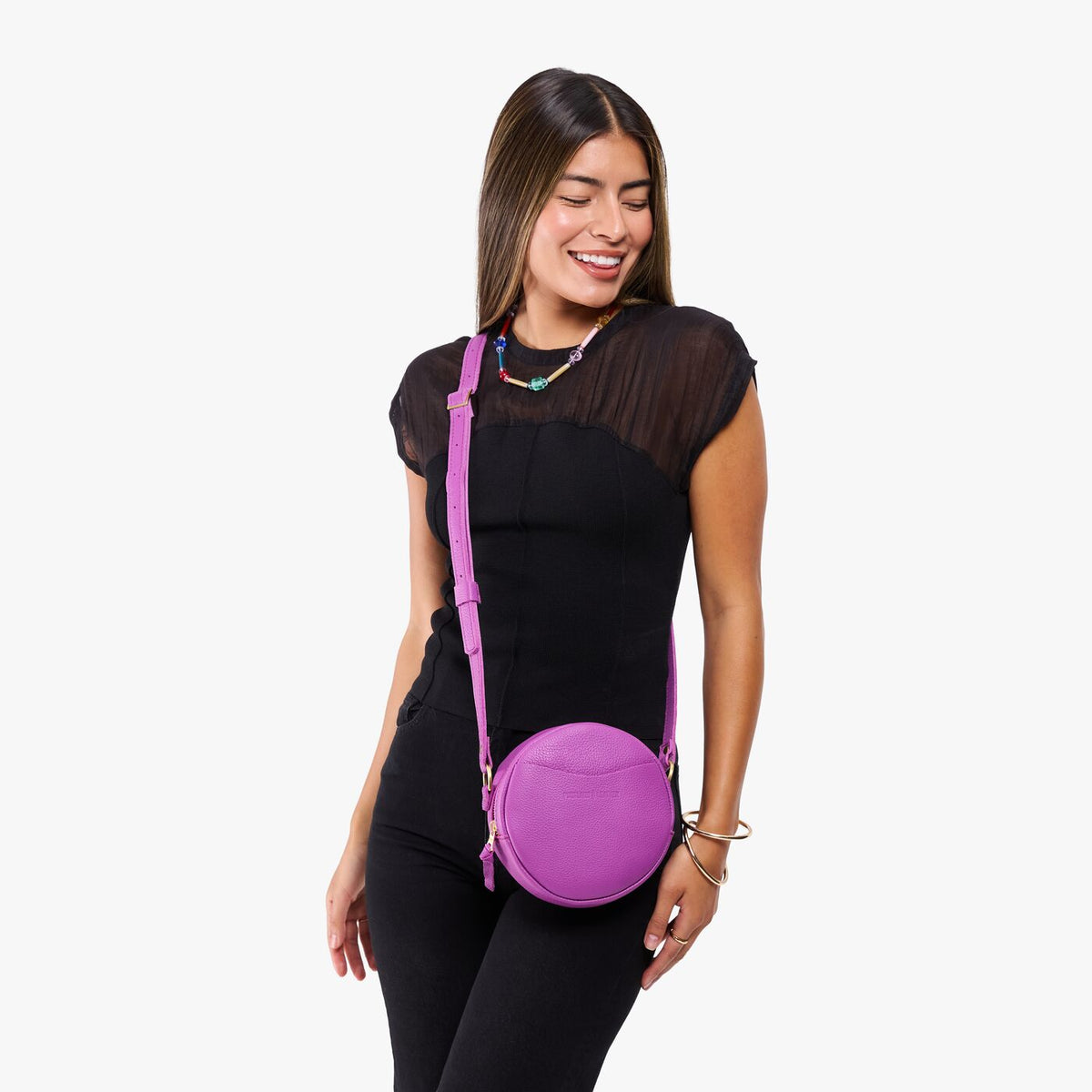 Cattleya*Small | Circle shaped crossbody bag with top zipper