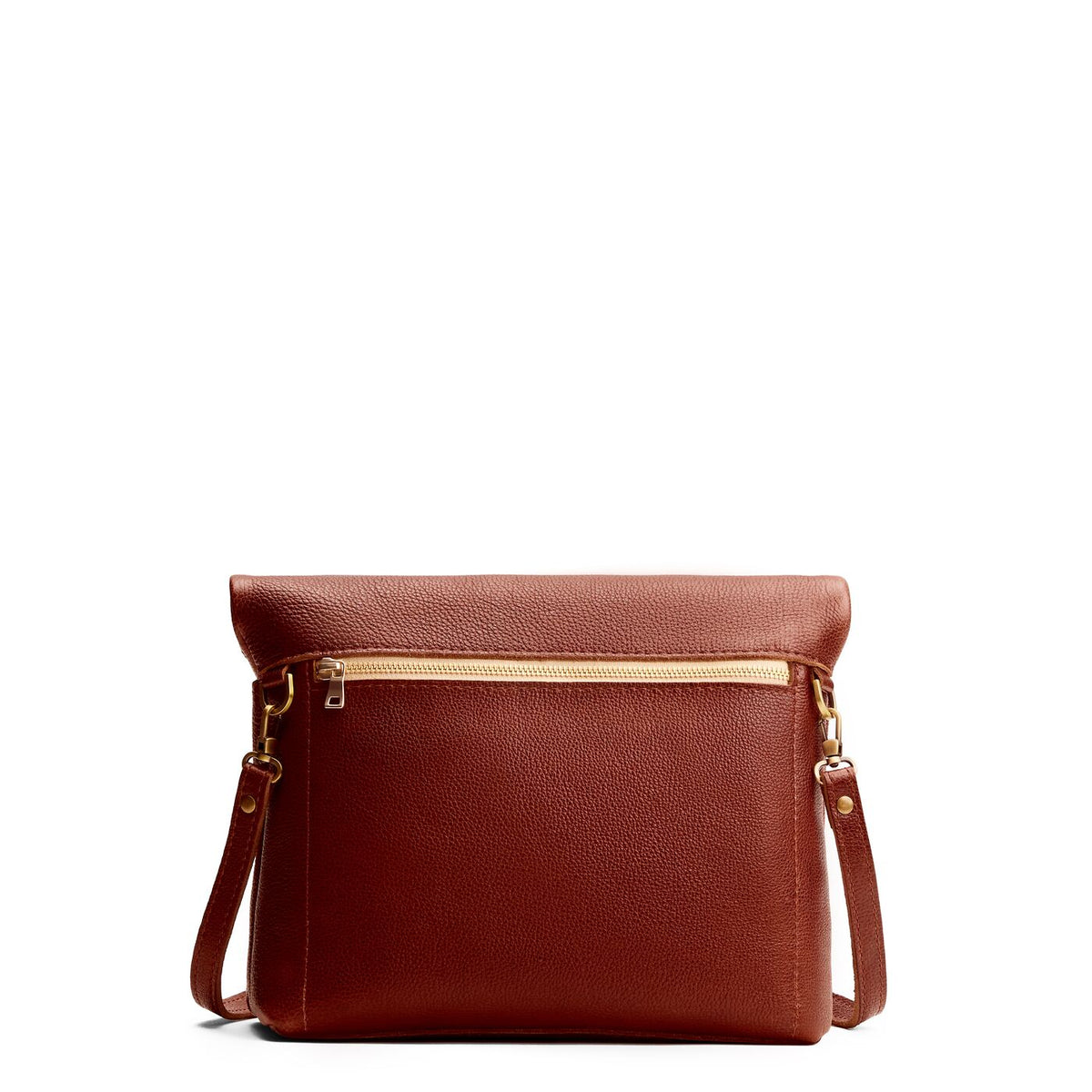 Nutmeg*Small | Convertible tote clutch crossbody with a back zipper pocket folded into a clutch