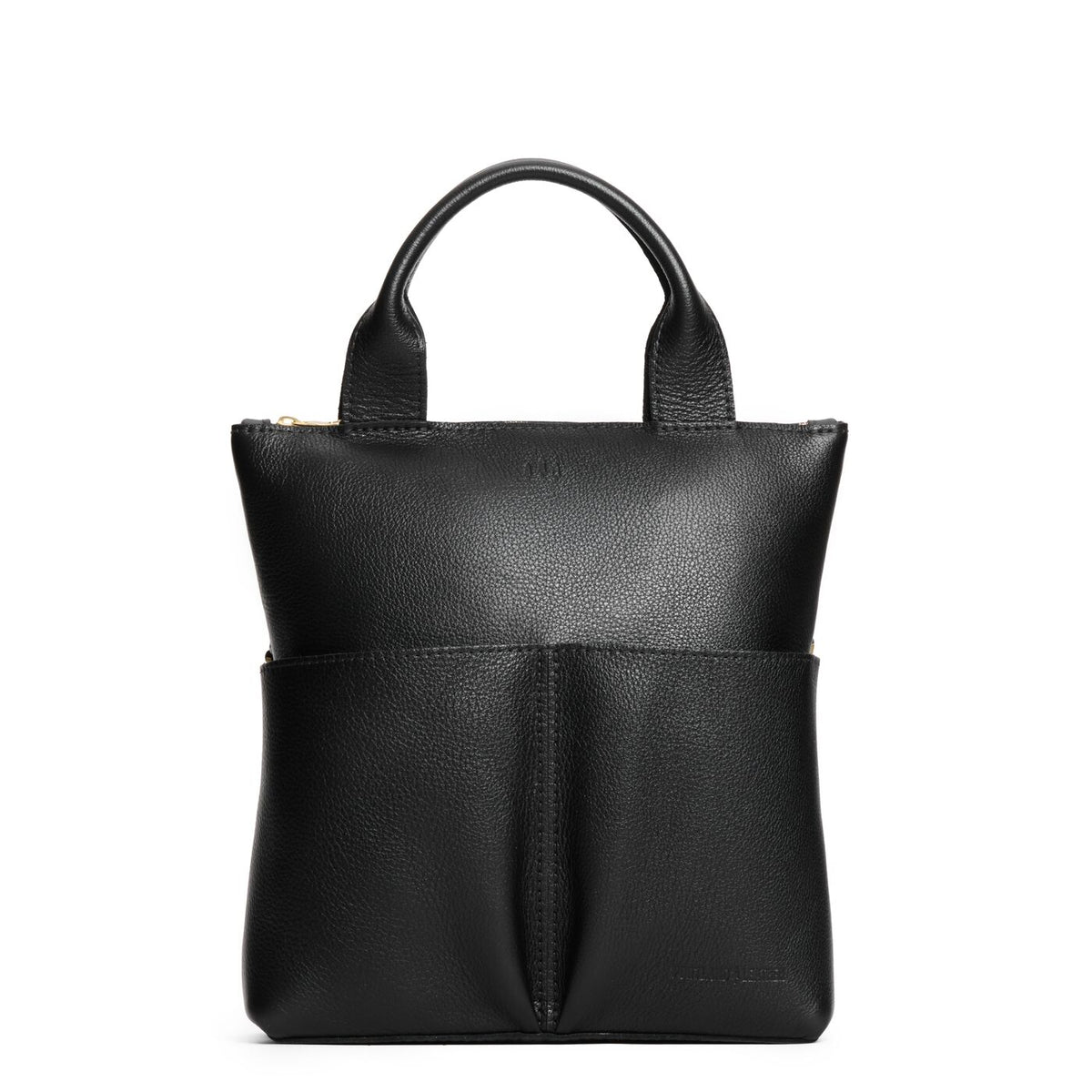 Pebbled--black*Small | Convertible tote clutch crossbody with two large front pocket and top carry handles