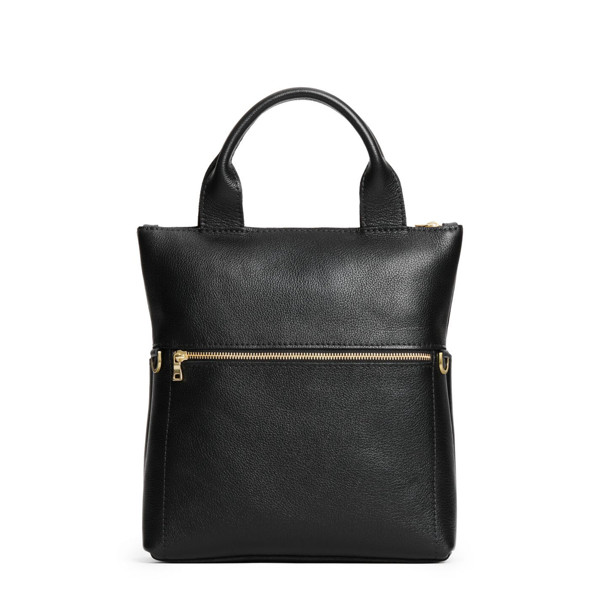 Pebbled--black*Small | Convertible tote clutch crossbody with a front zipper pocket and top carry handles