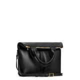 Pebbled--black Small | Convertible tote clutch crossbody with two large front pocket and top carry handles folded into a clutch