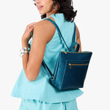 Planetary Small | Model wearing square slim leather tote backpack 
