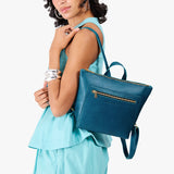 Planetary Small | Model wearing square slim leather tote backpack 