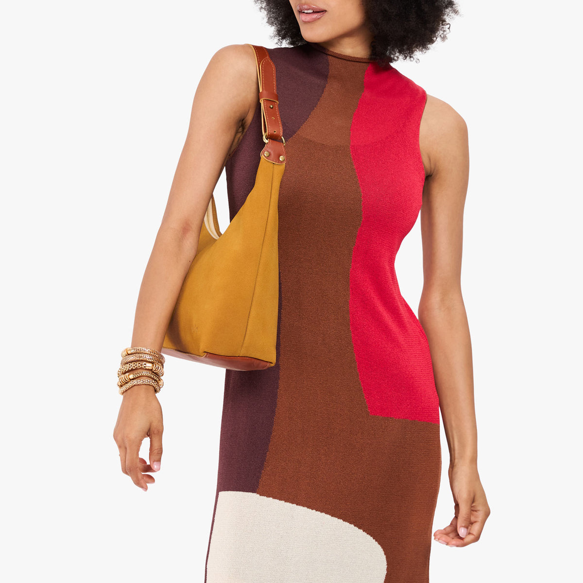 Dijon*Small*Classic | U-shaped shoulder bag with adjustable strap and fringe detail