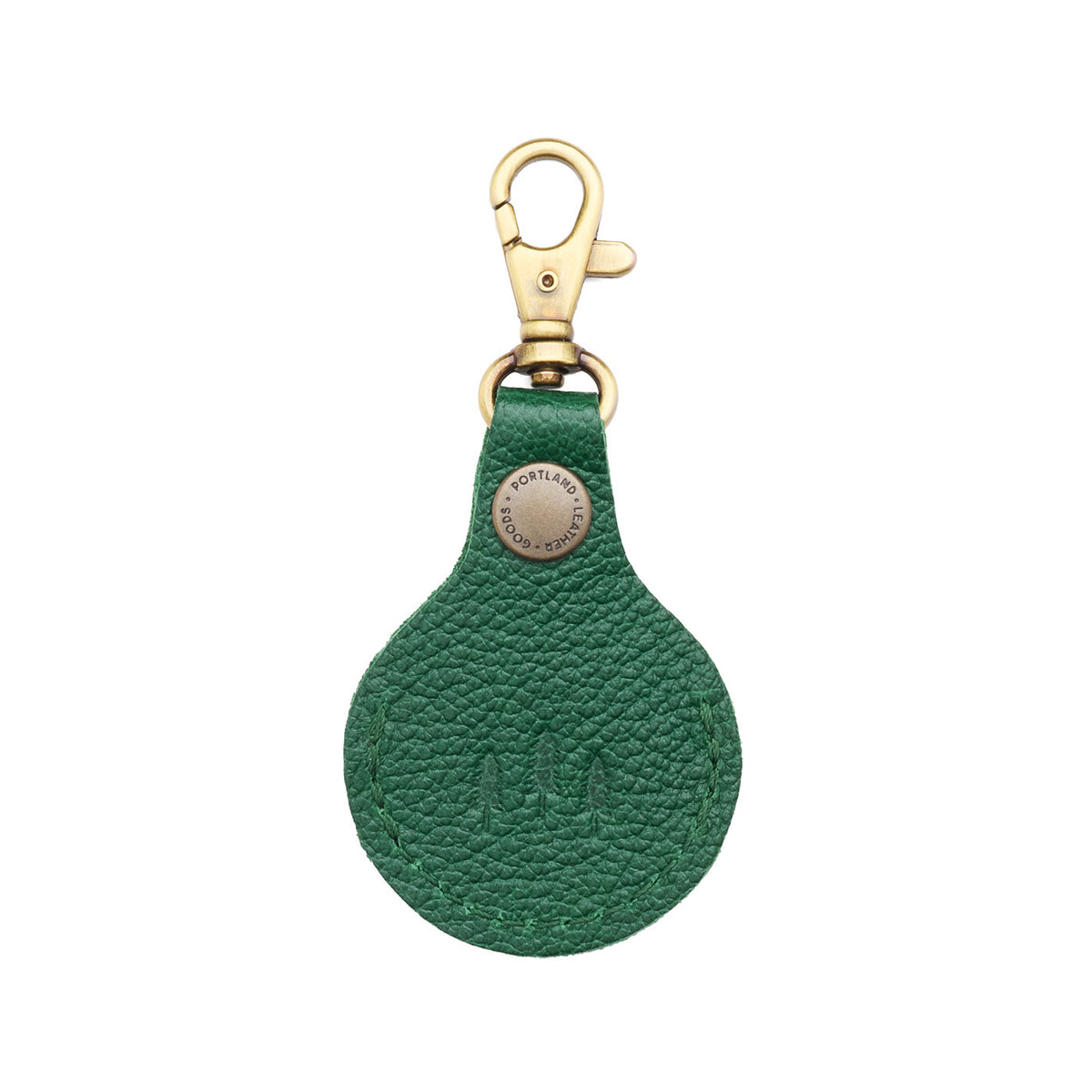 Bacalar | Round leather AirTag holder with snap closure and swivel lobster claw clasp