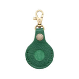 Bacalar | Round leather AirTag holder with snap closure and swivel lobster claw clasp