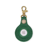 Bacalar | Round leather AirTag holder with snap closure and swivel lobster claw clasp