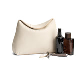 Pebbled Bone | Leather pouch with a folded magnetic closure