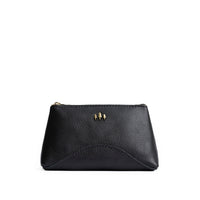 Pebbled--black | Rectangular makeup bag pouch with top zipper