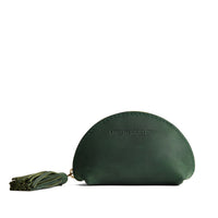 Evergreen | Small leather zippered pouch with tassel