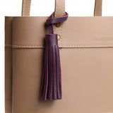 Plum Large | Fringed leather tassel with leather loop