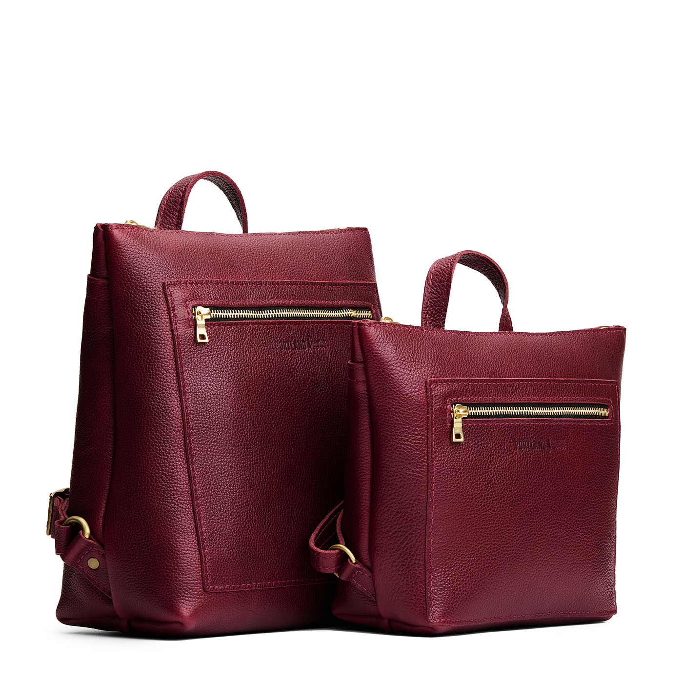 Cabernet | Side by side comparison of both sizes of Tote Backpack