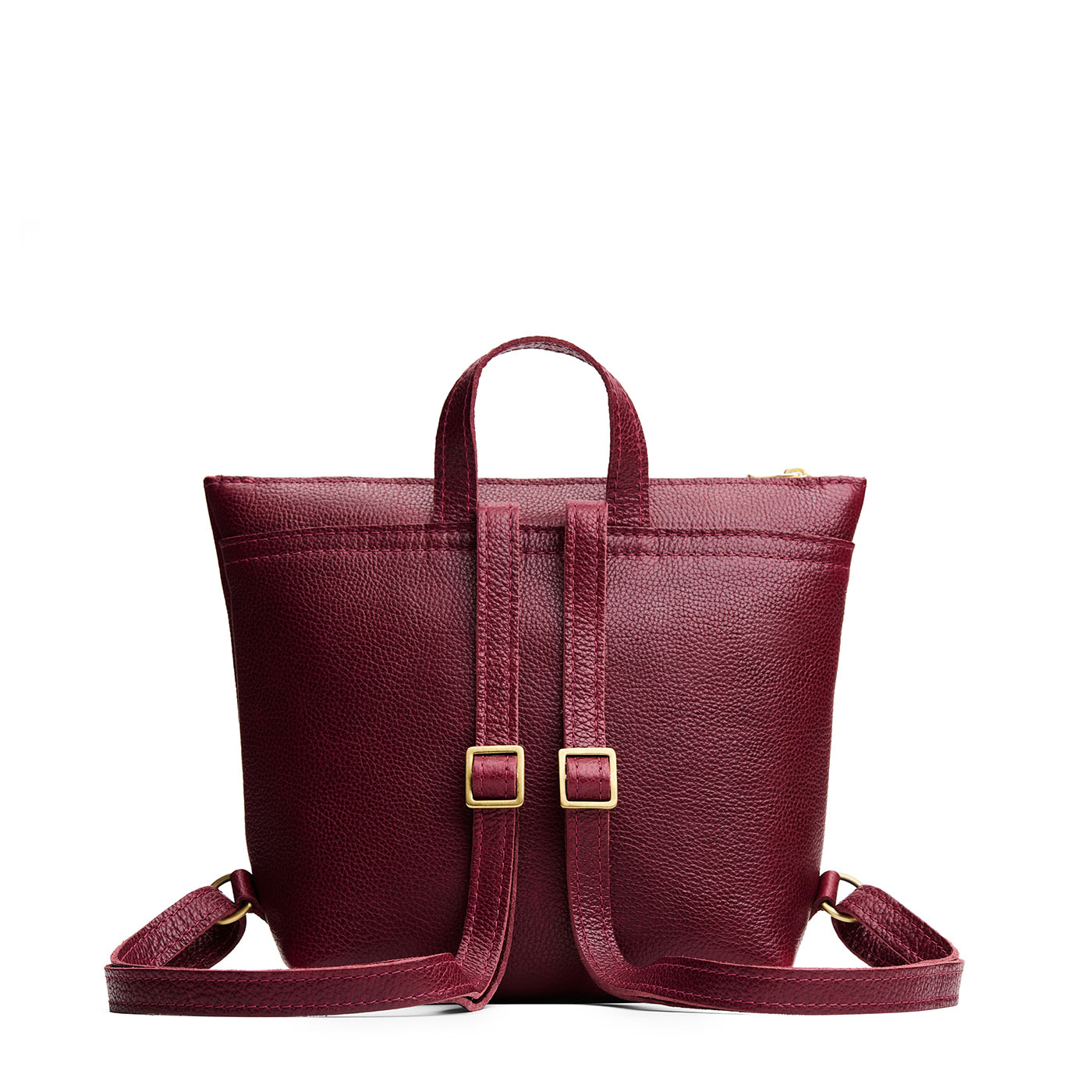 Cabernet*Small | Small square slim leather tote backpack