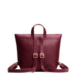 Cabernet Small | Small square slim leather tote backpack